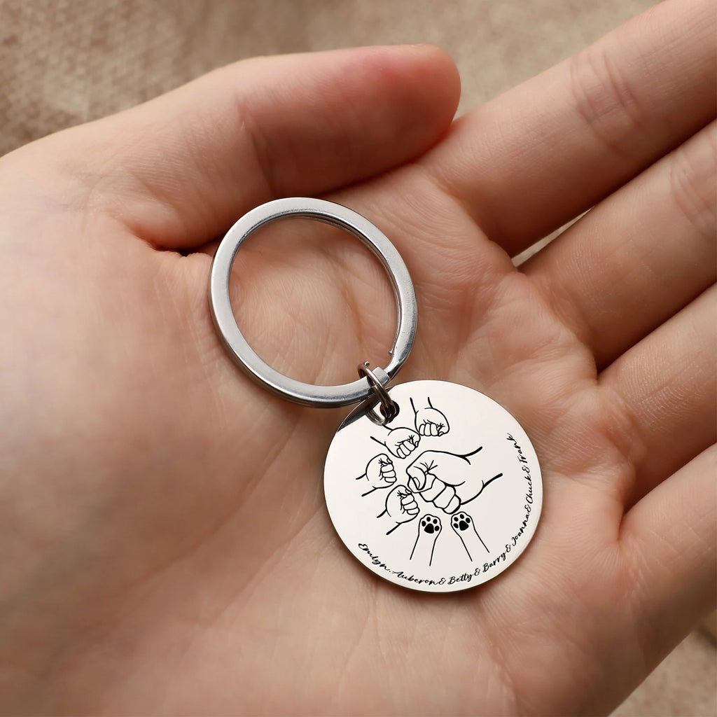 父の日 パーソナライズされたパパのチーム フィスト バンプ キーチェーン - Fallook