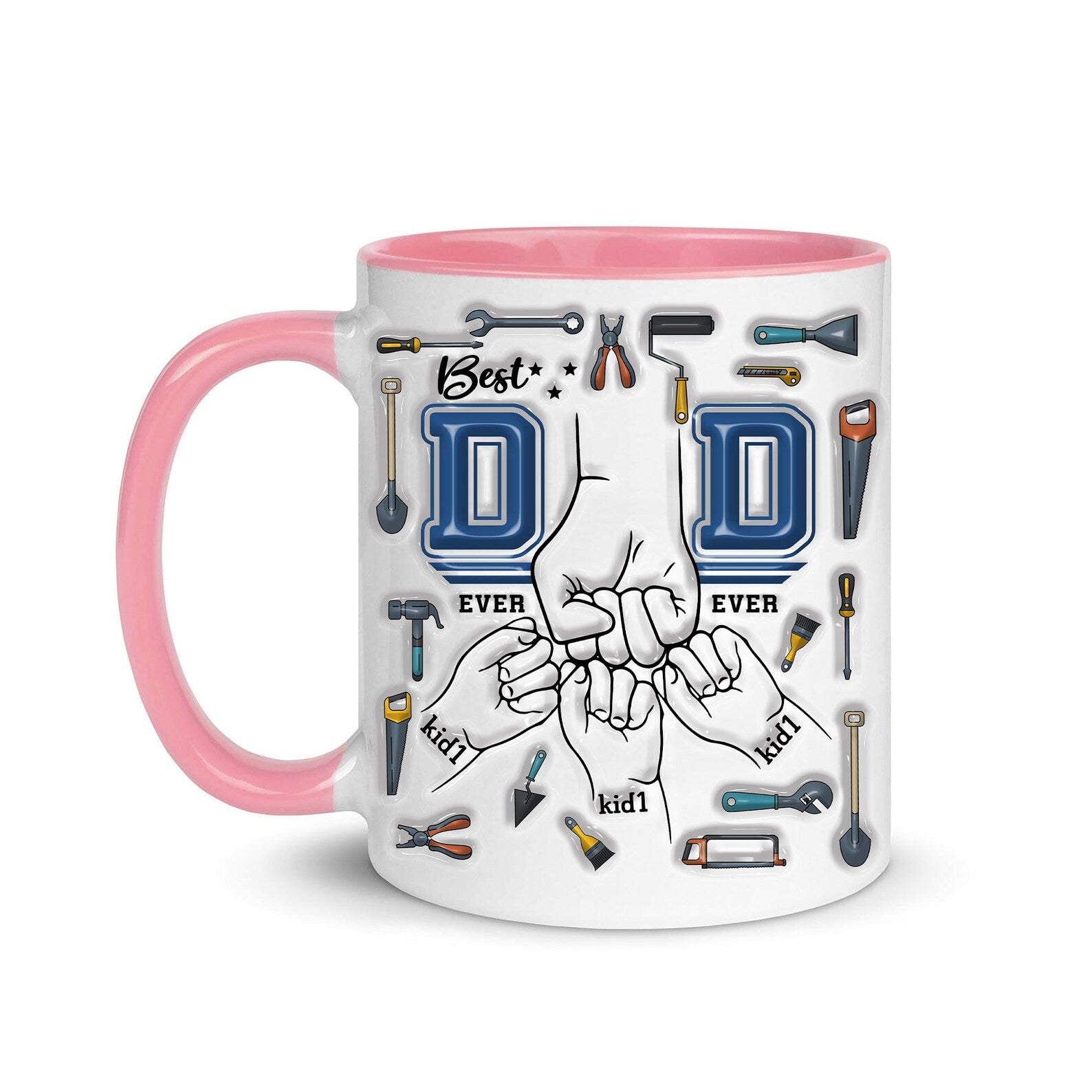 Best Dad Ever 子供たちの手を握るパーソナライズされたお父さんマグツール トップハット - Fallook