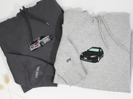 カスタム 車写真 刺繍入り パーカー
