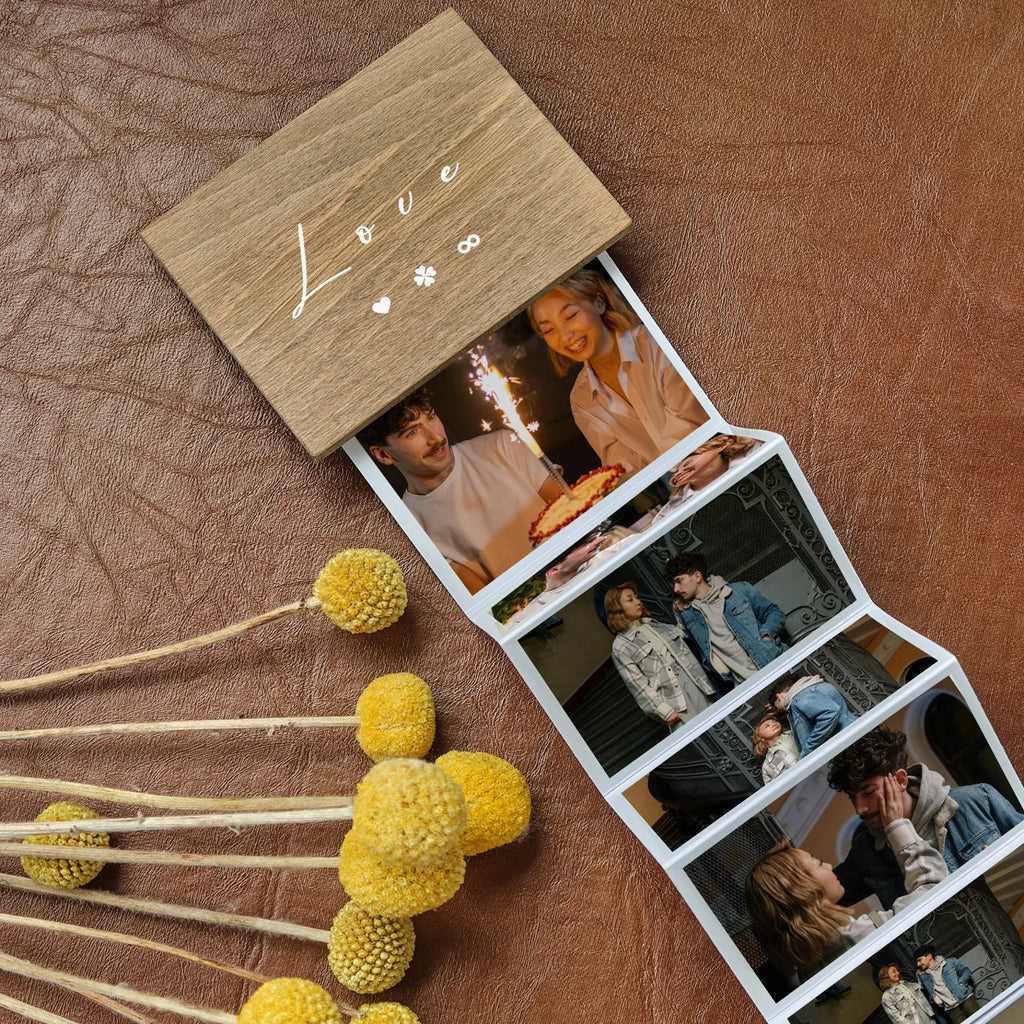 オーダーメイド 木製 写真入り フォトケース 名入れ 日付き バレンタイン カップル プレゼント