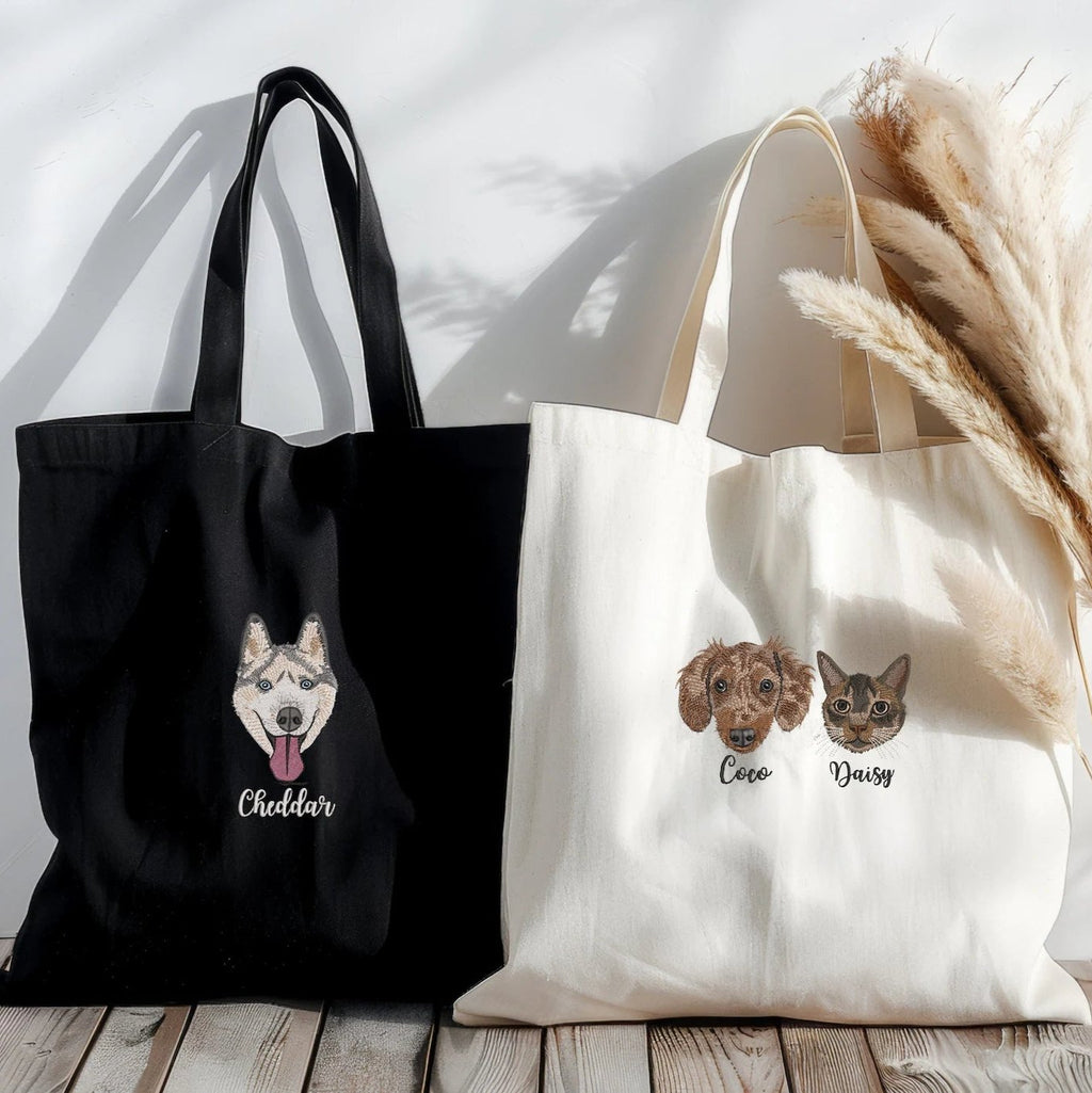 片面刺繡♪名入れペット写真による作成トートバッグ♪ お散歩バッグ♪おしゃれバッグ♪ - Fallook