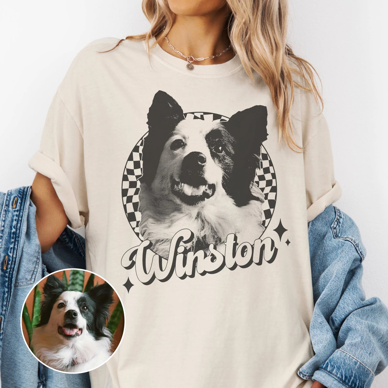 愛犬・愛猫のヴィンテージ風写真を 世界に一枚だけのTシャツに 「Black and White」