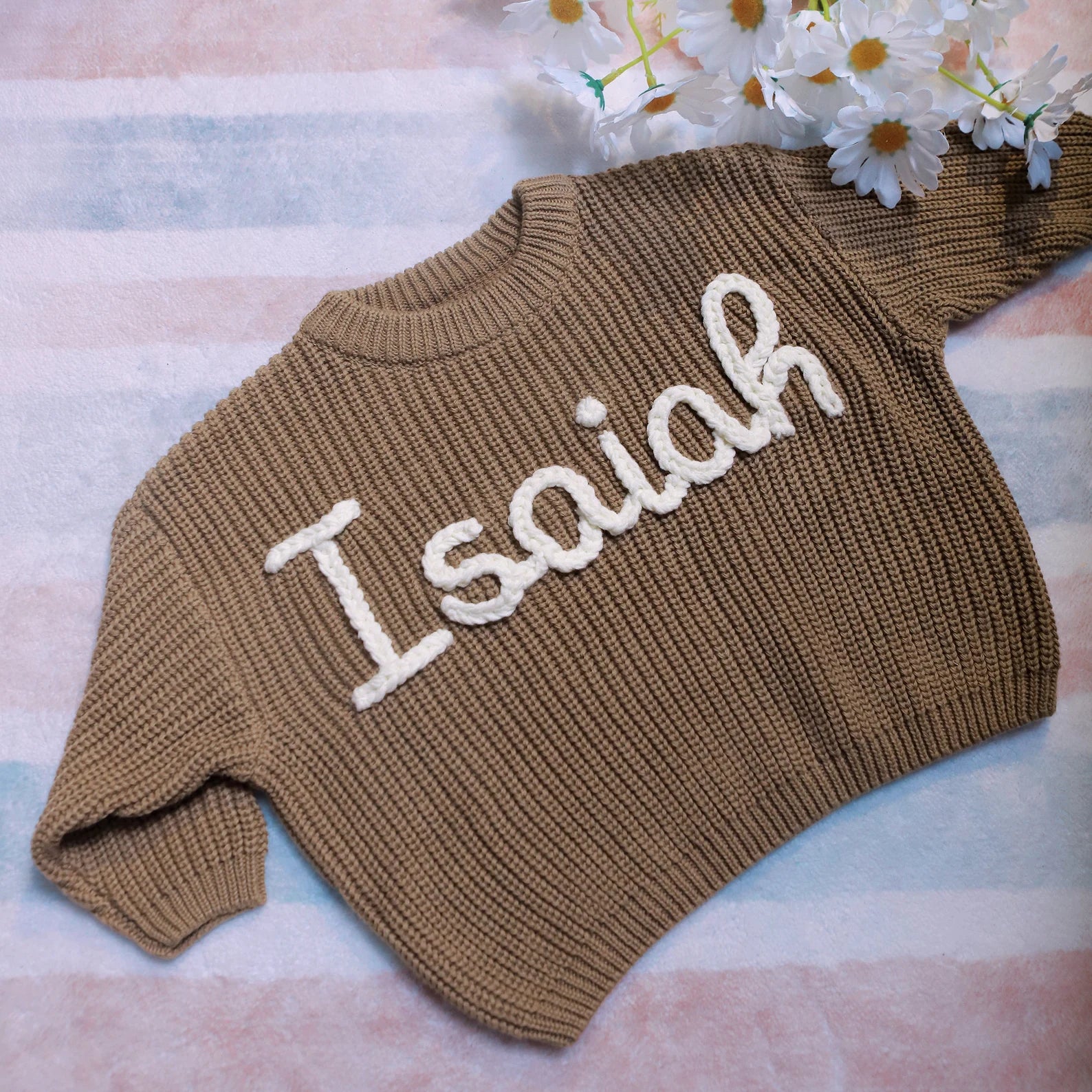 赤ちゃんの名前のセーター·刺繍された名前のニットセーター·赤ちゃんシャワーの贈り物 - Fallook