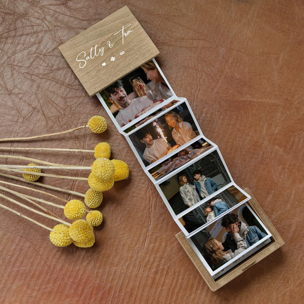 オーダーメイド 木製 写真入り フォトケース 名入れ 日付き バレンタイン カップル プレゼント