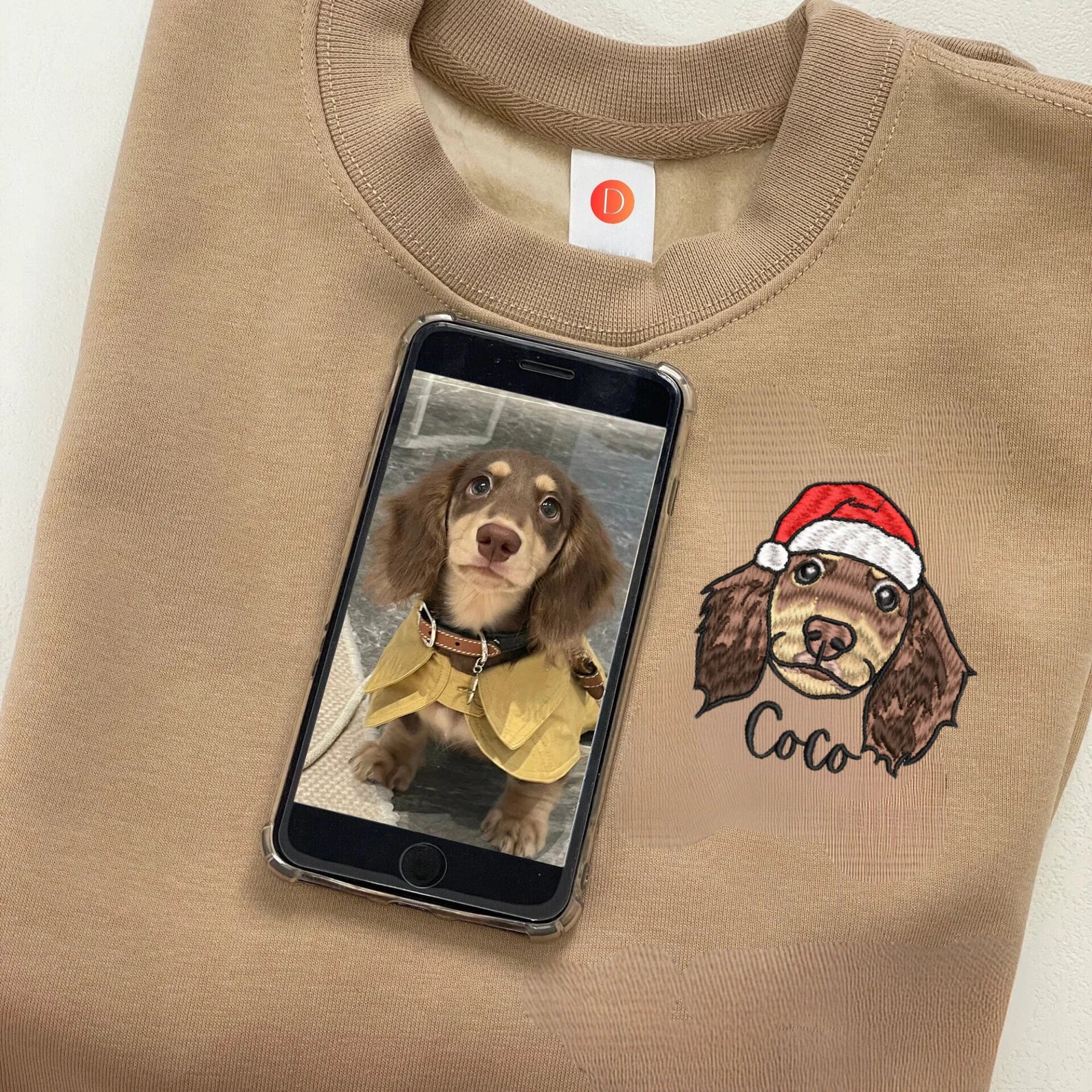 ❤️カスタム刺繍のペットのスウェットシャツサンタ帽を追加します - Fallook