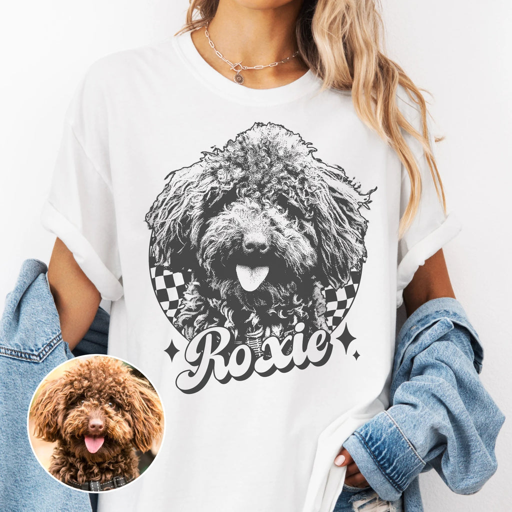 愛犬・愛猫のヴィンテージ風写真を 世界に一枚だけのTシャツに 「Black and White」