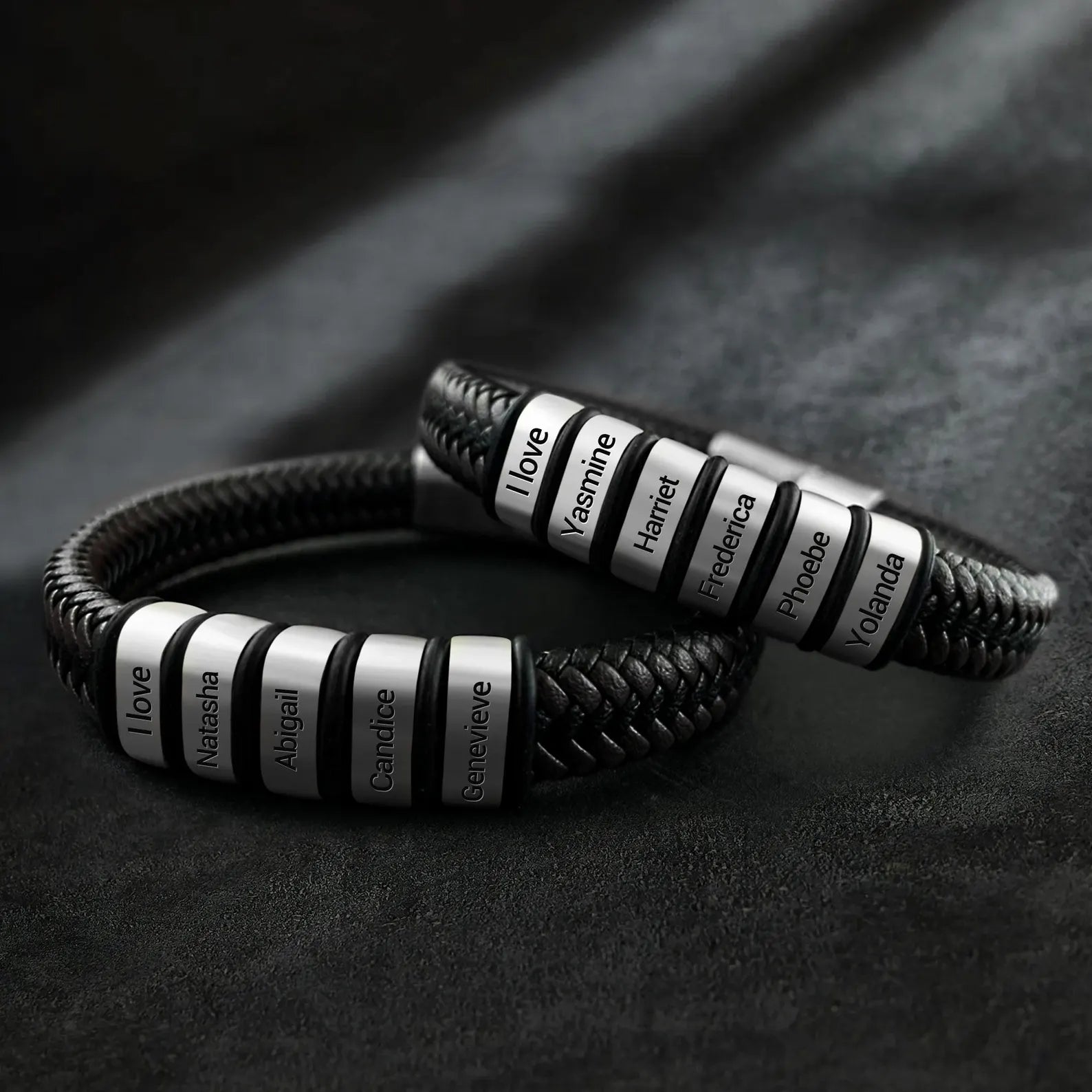 父の日用パーソナライズされたギフト ｜ブラックレザー ｜ 刻印入り 家族 子供