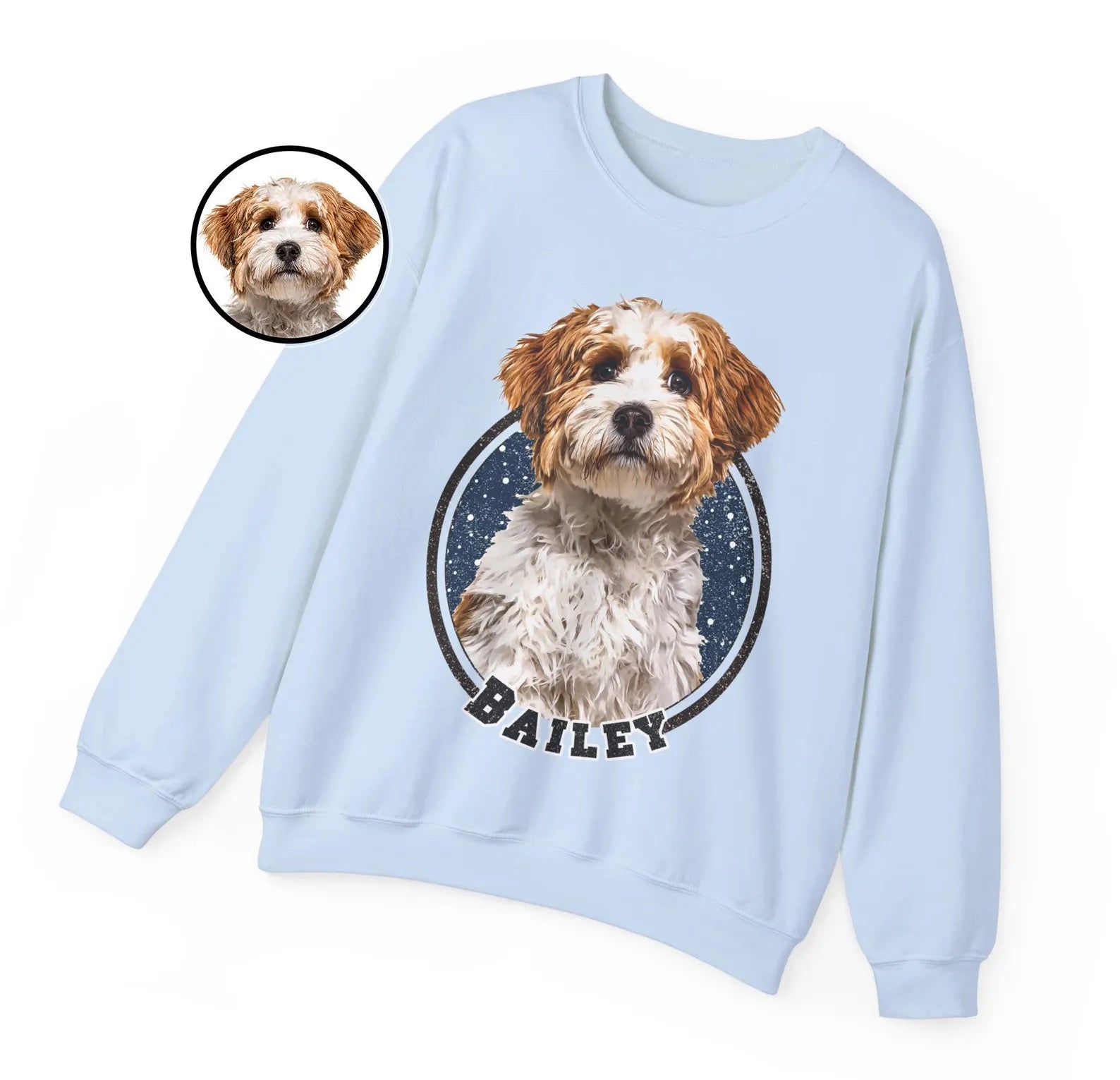 犬/猫/ペット/子供の写真 アバター を入れたカスタマイズされた長袖スウェットシャツ 星空