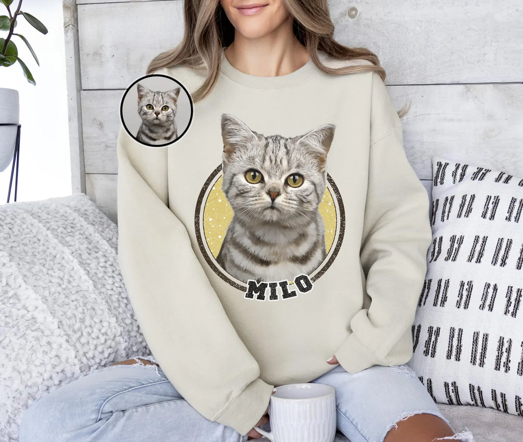 犬/猫/ペット/子供の写真 アバター を入れたカスタマイズされた長袖スウェットシャツ 星空