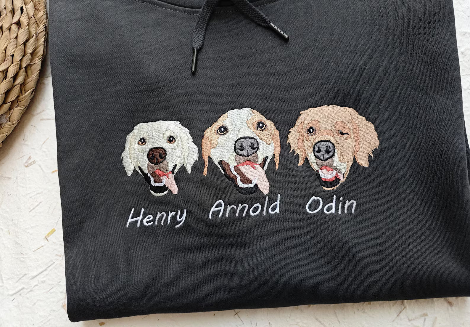 犬/猫/ペットの写真刺繍 アバター を入れたカスタマイズされた長袖スウェットシャツ  帽子のシャツ