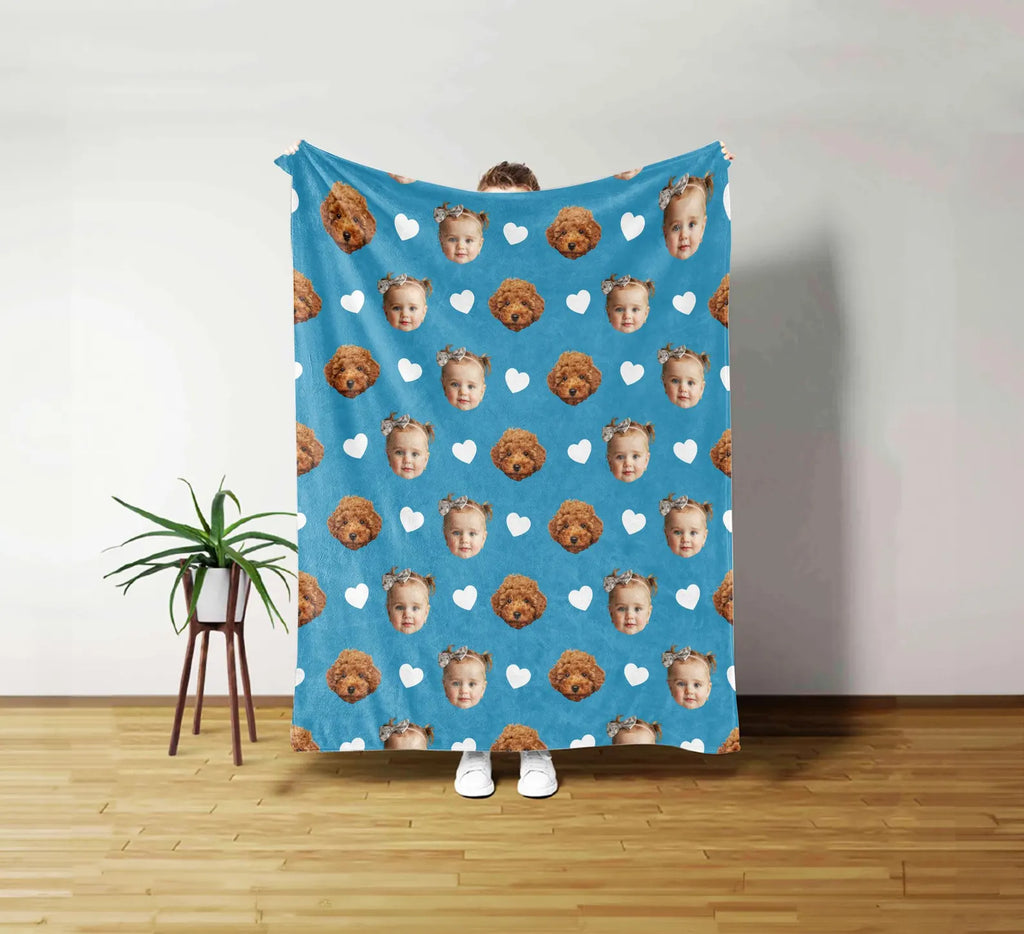 名入れ顔写真ブランケット｜赤ちゃんやペットの写真入りブランケット