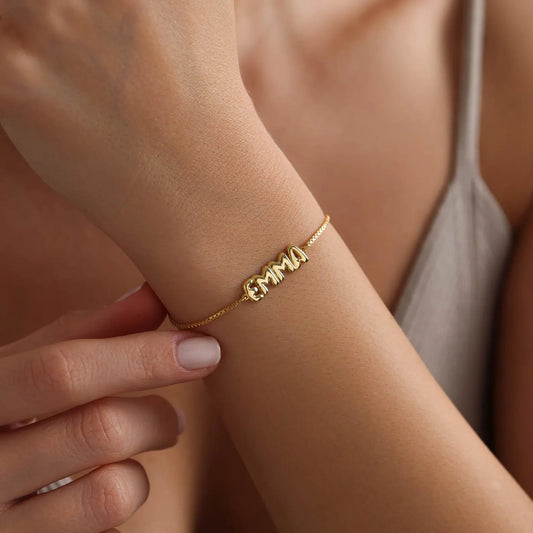 【オーダーメイド】バブルネームブレスレット - お名前刻印可能