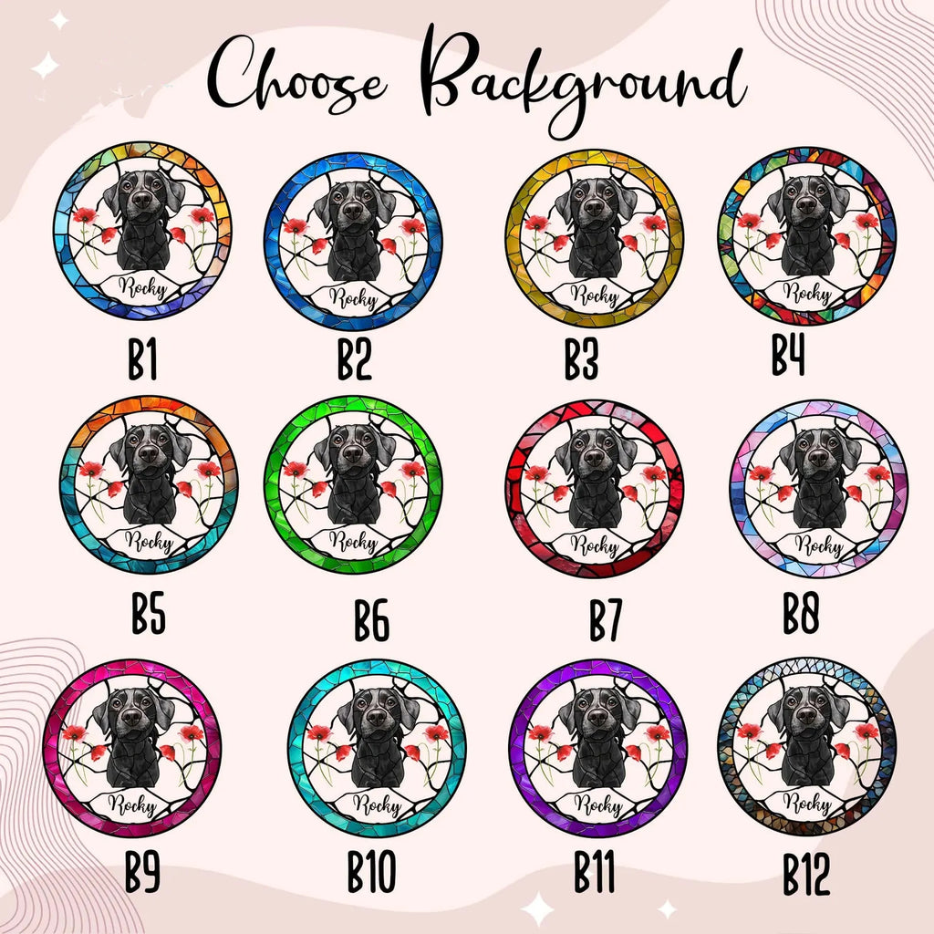 ペットの肖像 パーソナライズド ステンドグラス サンキャッチャー 純色背景