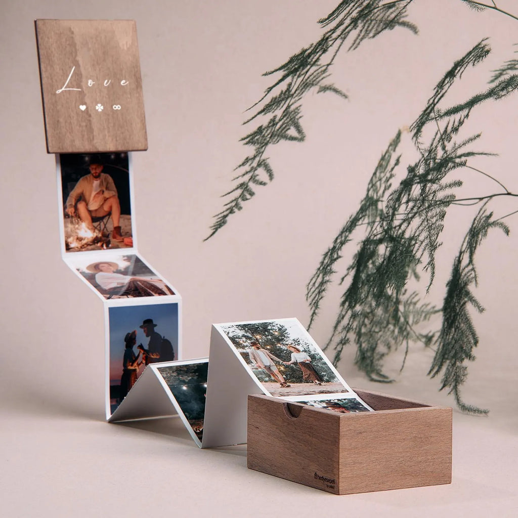 オーダーメイド 木製 写真入り フォトケース 名入れ 日付き バレンタイン カップル プレゼント