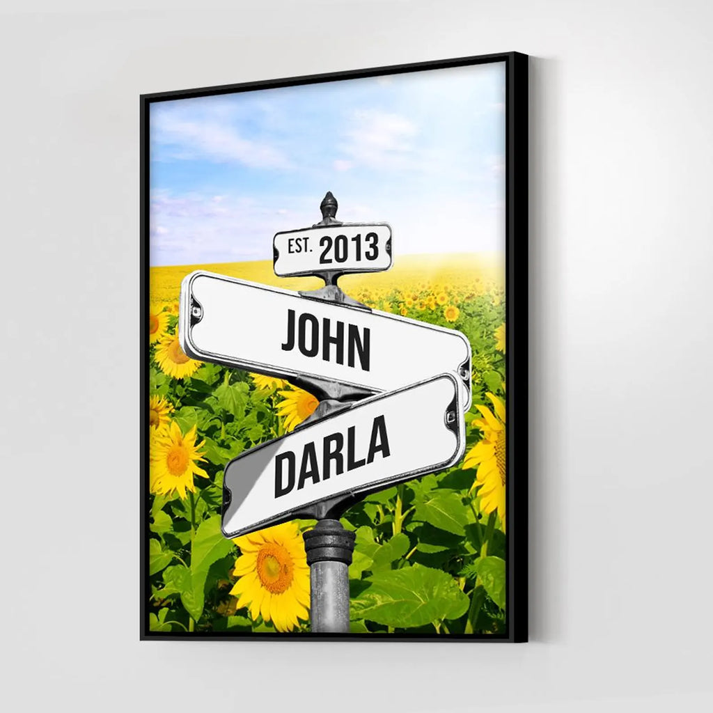 ❗️送料は無料 カスタムズック多色額縁 道路標識 掛け絵 ｜ひまわり