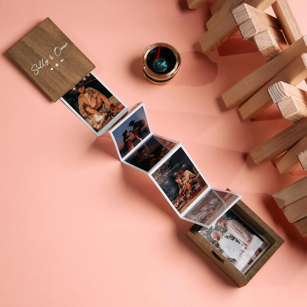 オーダーメイド 木製 写真入り フォトケース 名入れ 日付き バレンタイン カップル プレゼント