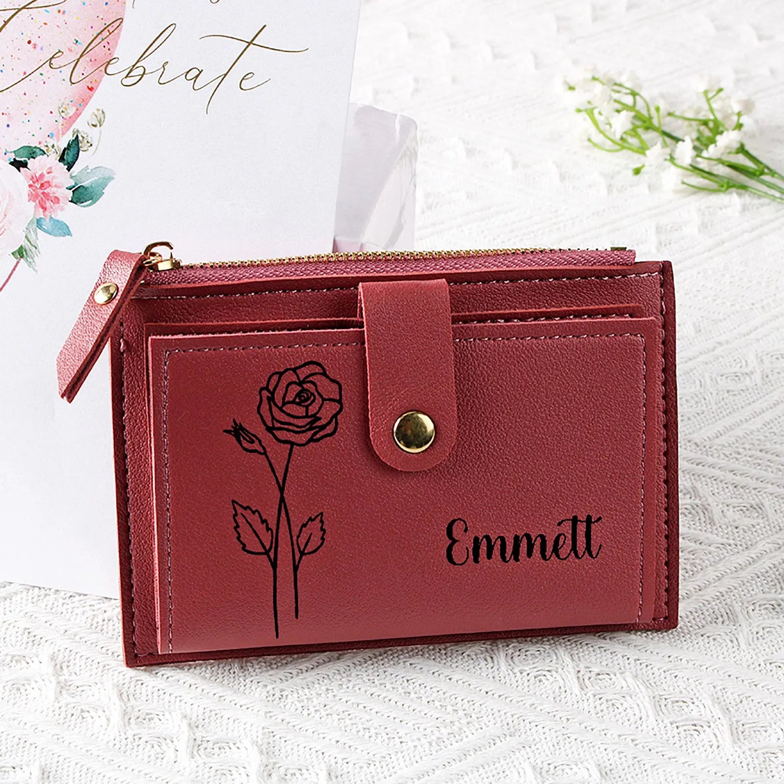カスタマイズで誕生花 革小銭入れです