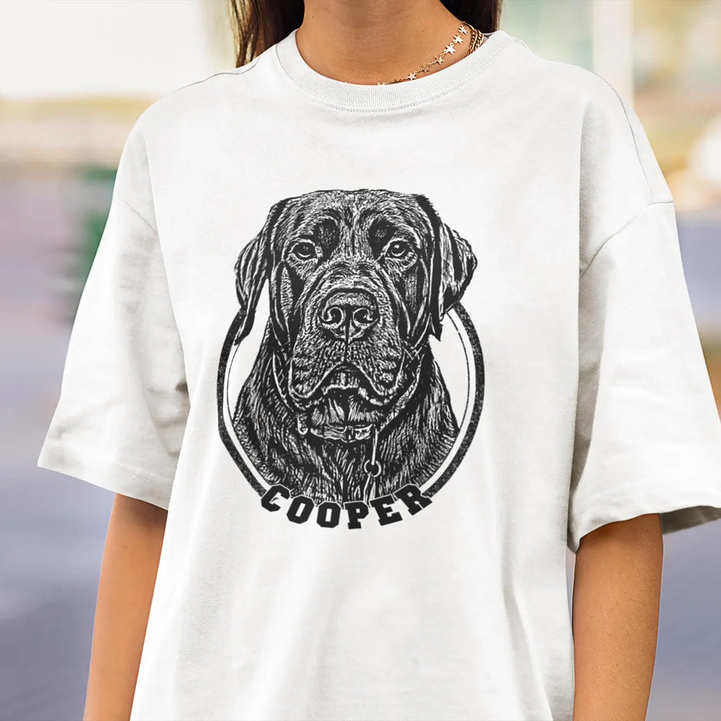 印絵 愛犬・愛猫ペット  写真オーダーメイドＴシャツ 線  大きな図案 「Black&White」