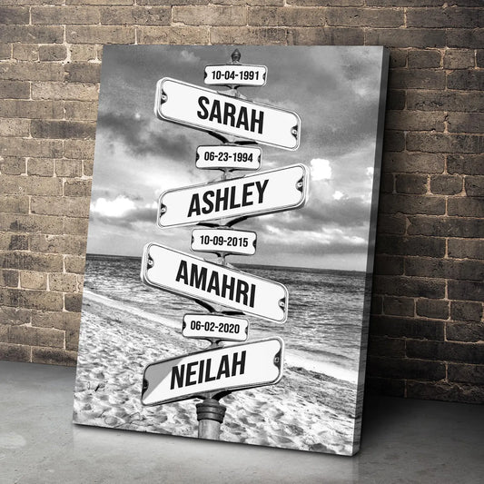 ❗️送料は無料 カスタムズック多色額縁 道路標識 掛け絵 ｜黒白 海辺