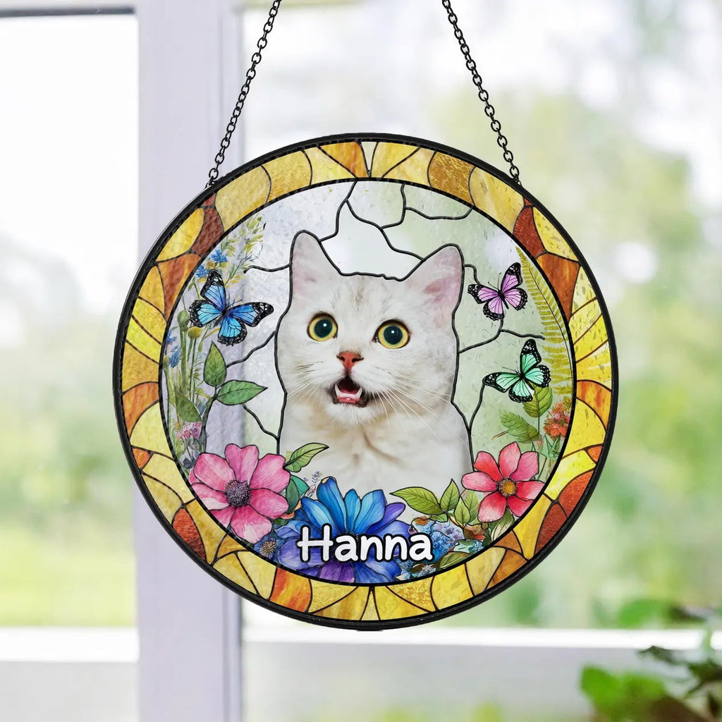 ペットの肖像 パーソナライズド ステンドグラス サンキャッチャー 多彩