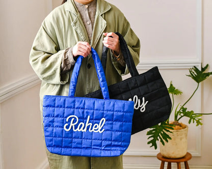 NEW ARRIVAL! 刺繍入りキルトナイロントートバッグ