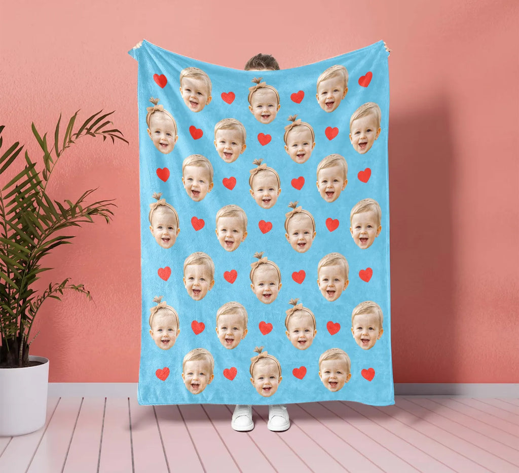 名入れ顔写真ブランケット｜赤ちゃんやペットの写真入りブランケット