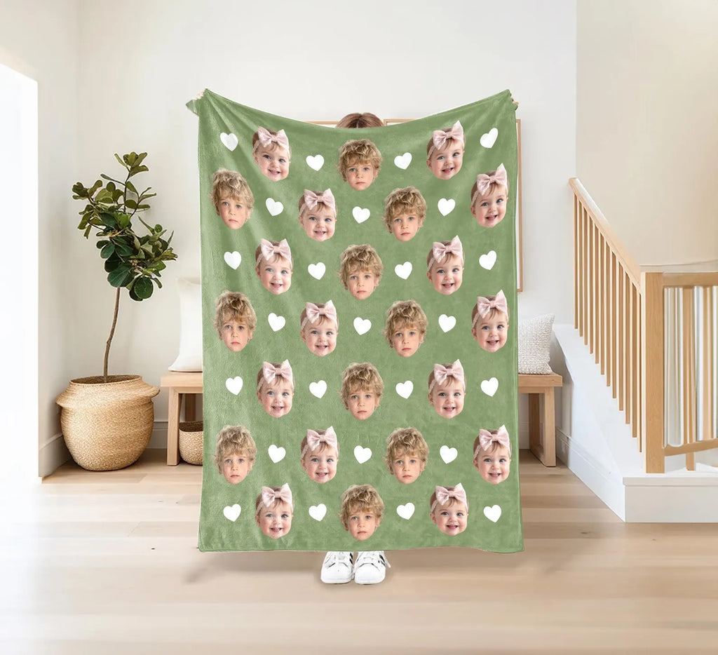 名入れ顔写真ブランケット｜赤ちゃんやペットの写真入りブランケット