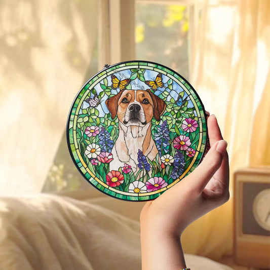 ペットの肖像 パーソナライズド ステンドグラス サンキャッチャー 異なる景色