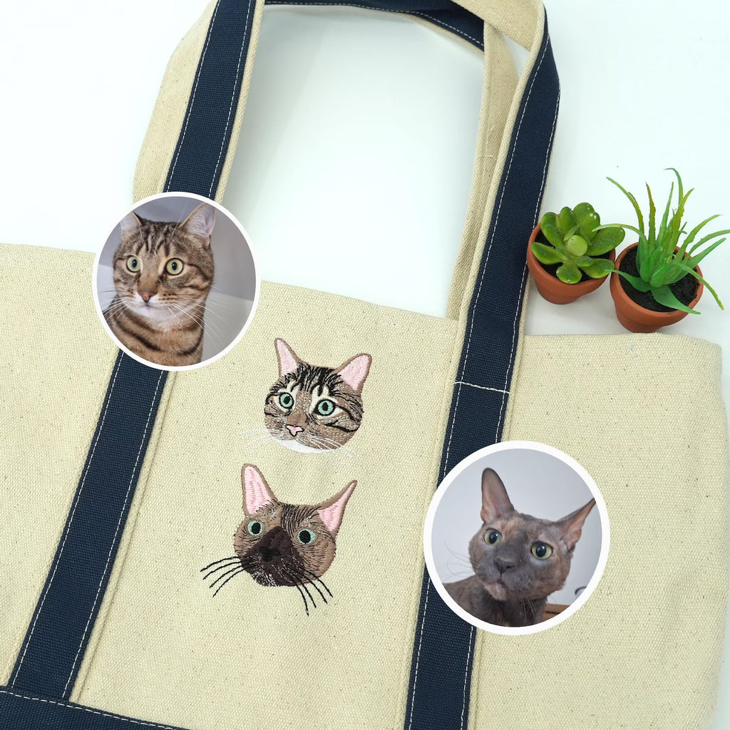 片面刺繡♪キャンバストート 名入れペット写真による作成トートバッグ♪ お散歩バッグ♪おしゃれバッグ♪