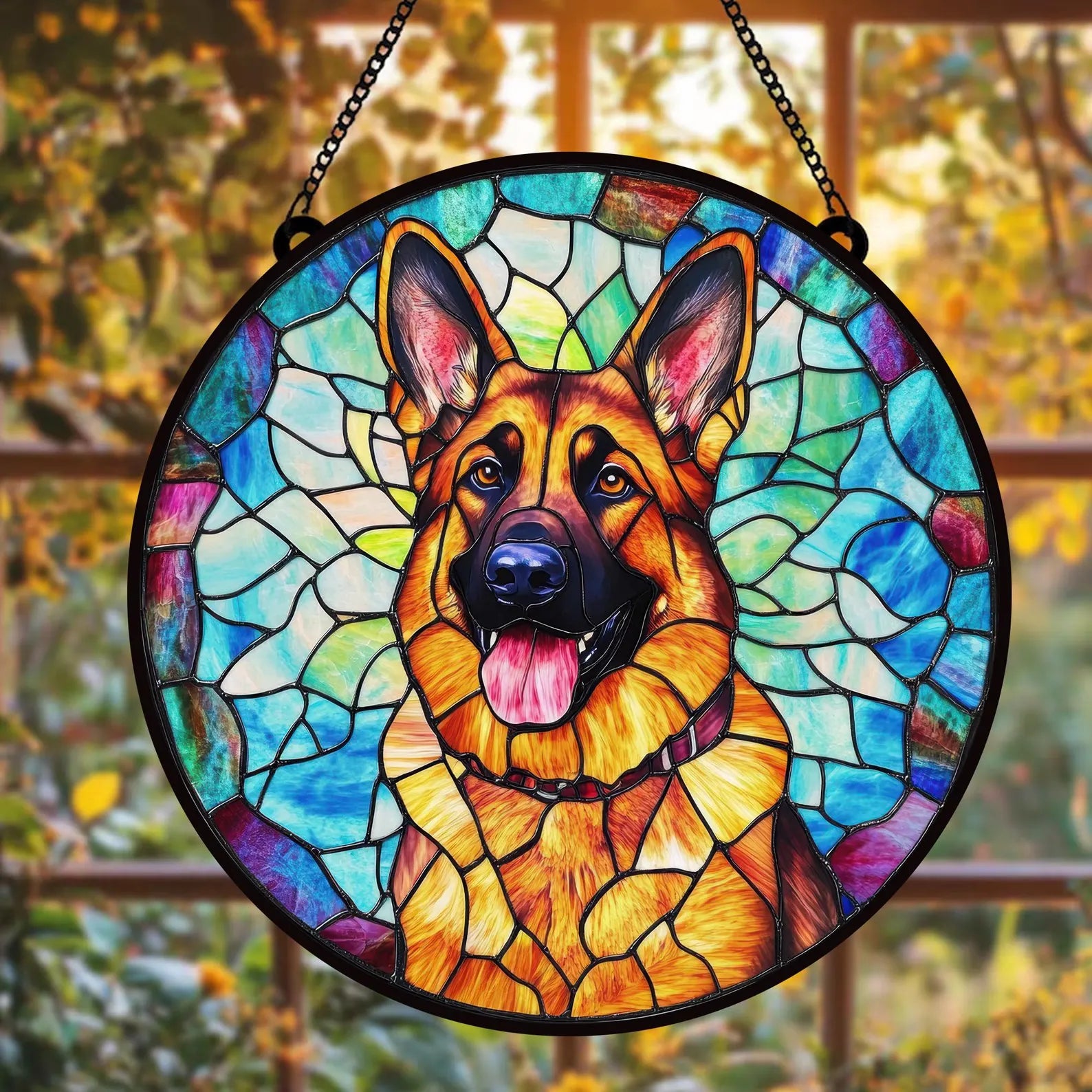 ペットの肖像 パーソナライズド ステンドグラス サンキャッチャー 写真