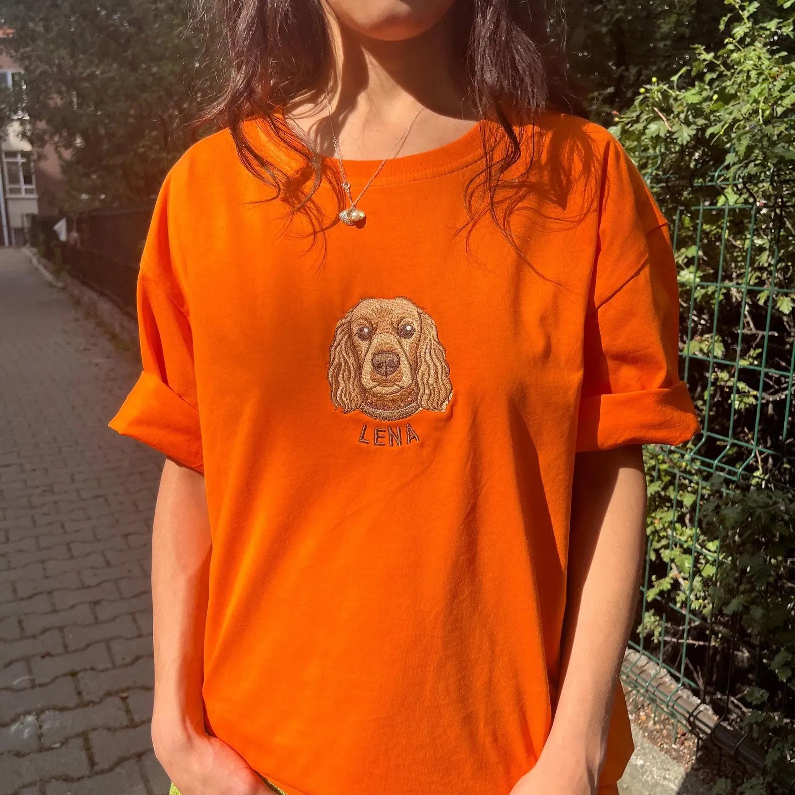 New Arrival! 刺繍 写真オーダーメイドＴシャツ 愛犬・愛猫ペット 真ん中