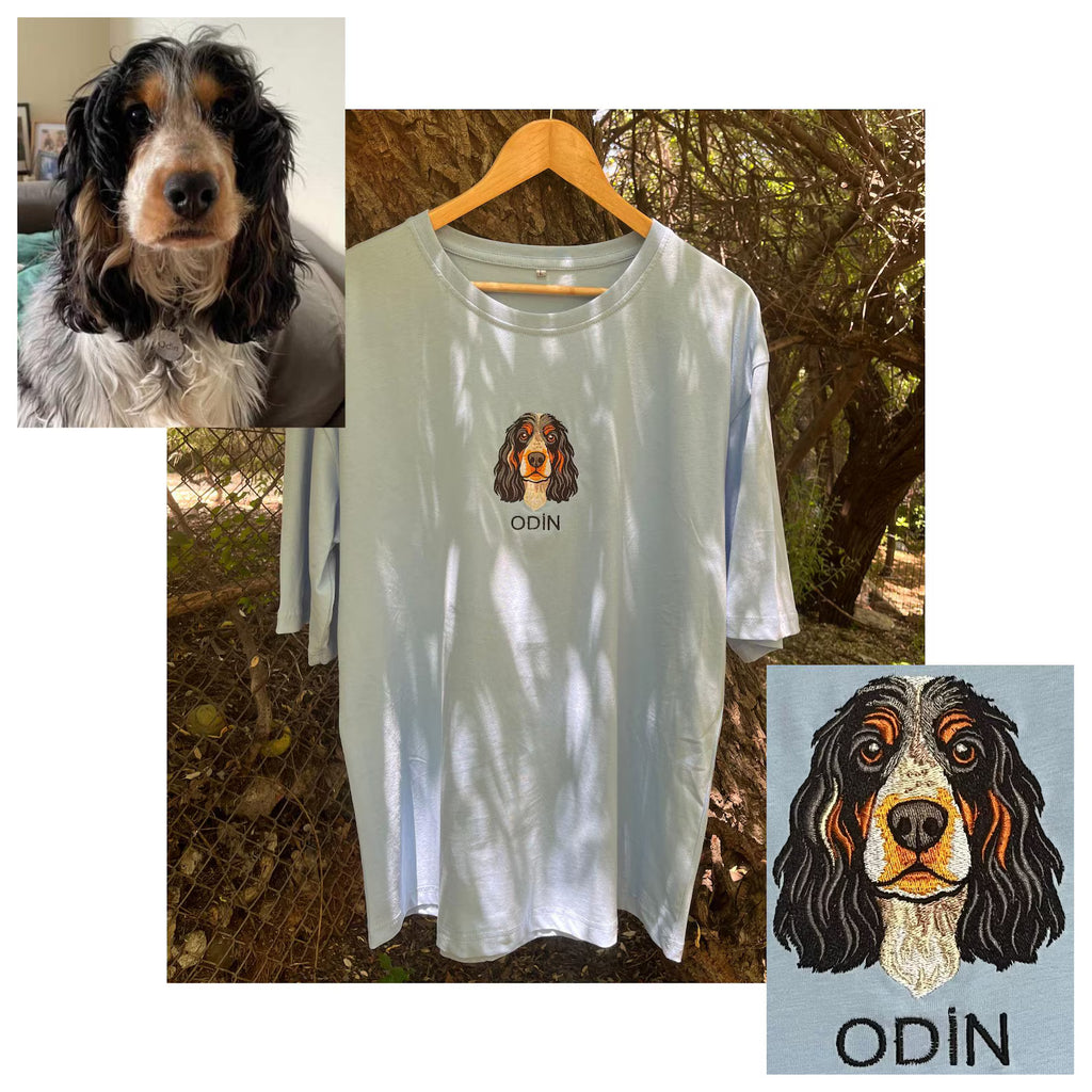 New Arrival! 刺繍 写真オーダーメイドＴシャツ 愛犬・愛猫ペット 真ん中