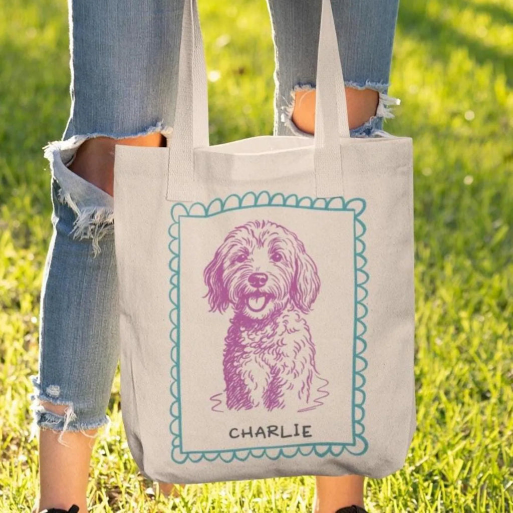 カスタムペット肖像トートバッグ