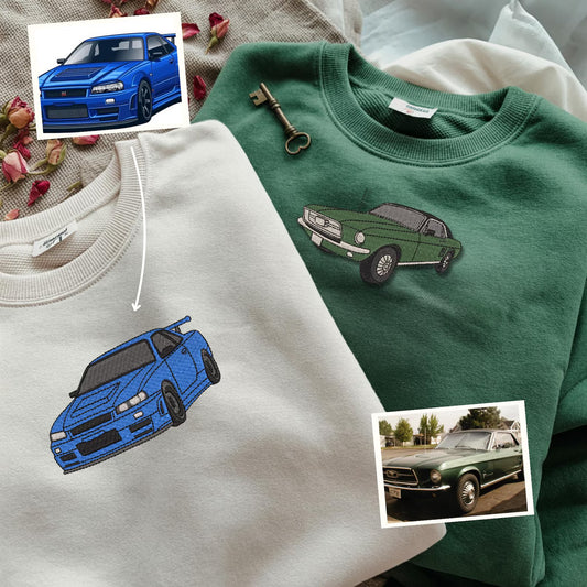 カスタム 車写真 刺繍入り パーカー