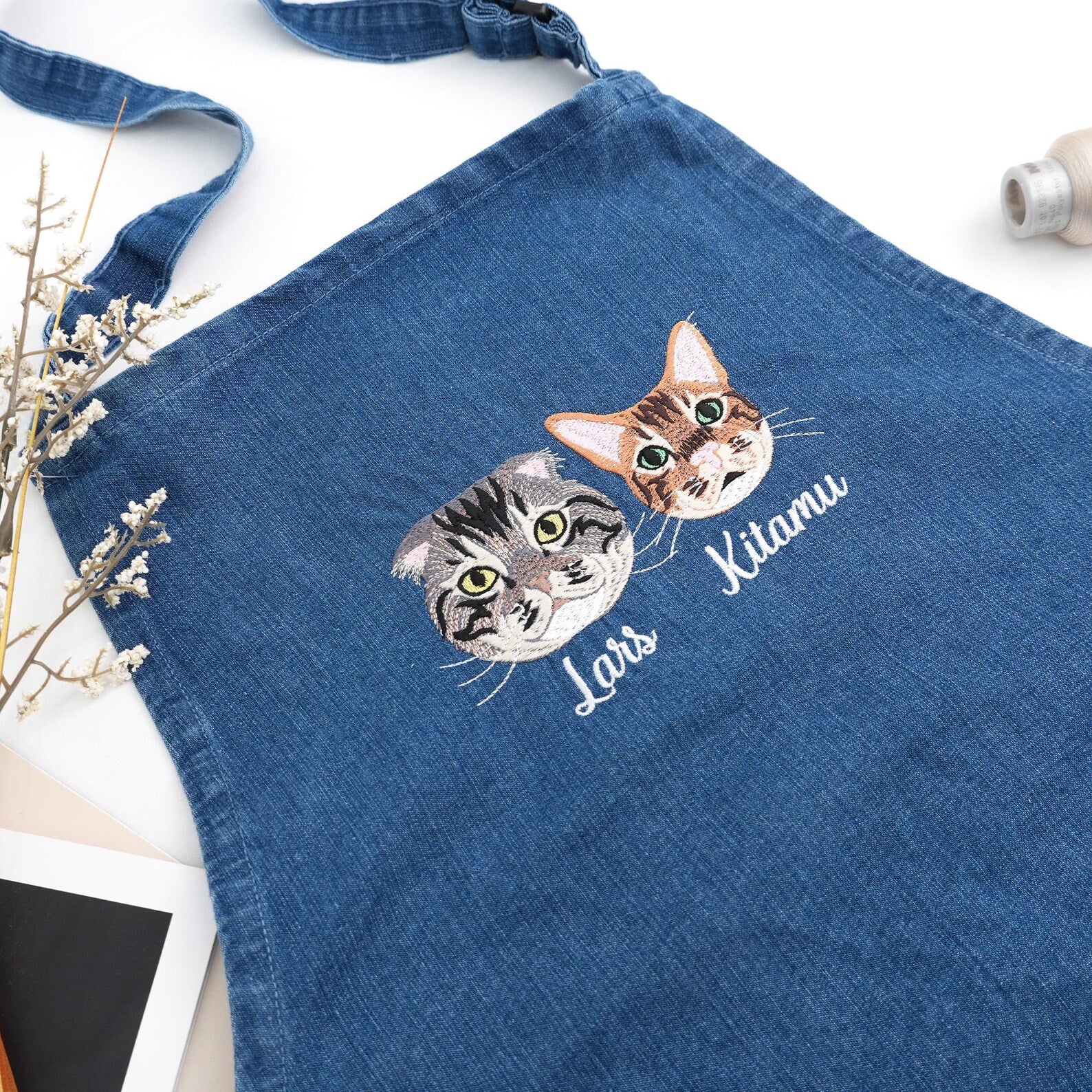 愛犬・愛猫の写真で作る 刺繍 オリジナルエプロン