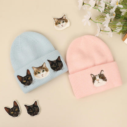 オーダーメイド·ニット帽·かわいいペットのアイコンです【刺繍】🎵秋冬必須