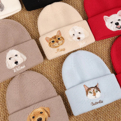 オーダーメイド·ニット帽·かわいいペットのアイコンです【刺繍】🎵秋冬必須