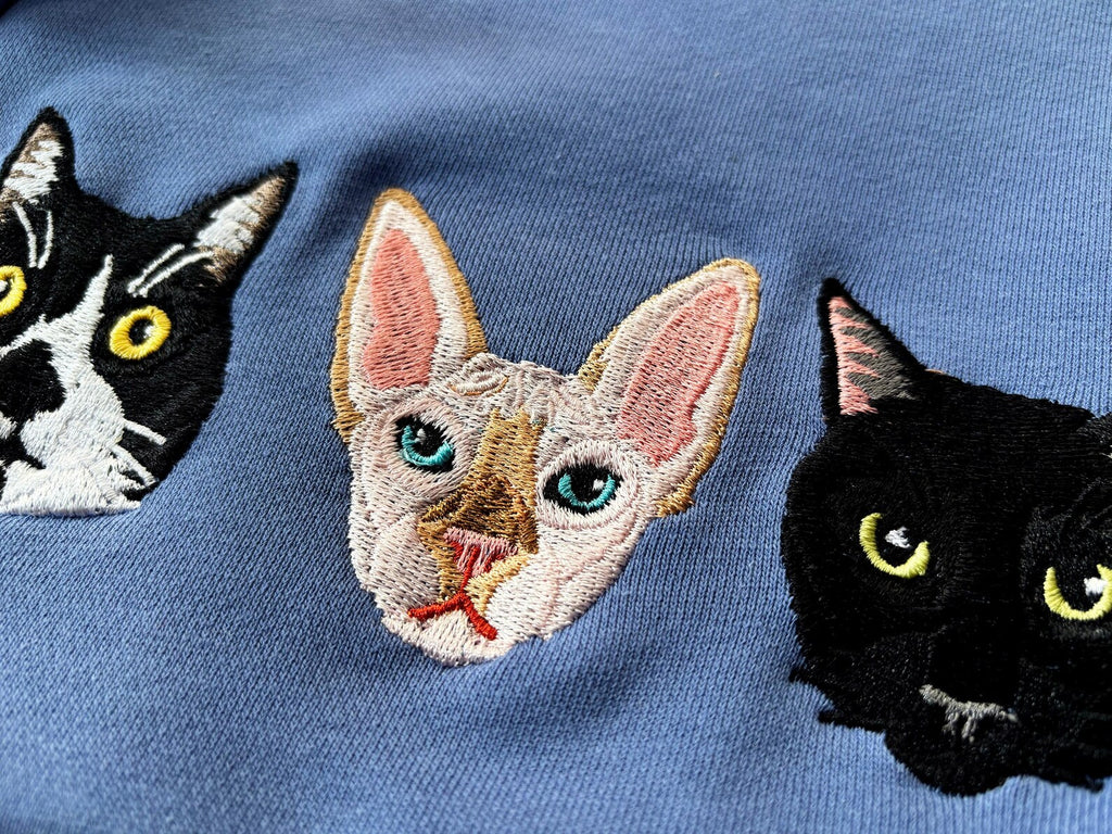 ❤️カスタム刺繍のペットのウォッシュタイプのレトロなトレーナー 肩落ち型です