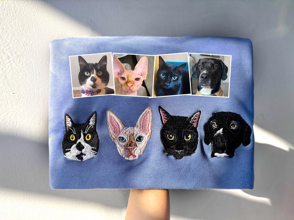 ❤️カスタム刺繍のペットのウォッシュタイプのレトロなトレーナー 肩落ち型です