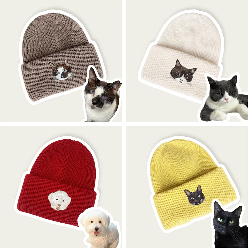 オーダーメイド·ニット帽·かわいいペットのアイコンです【刺繍】🎵秋冬必須