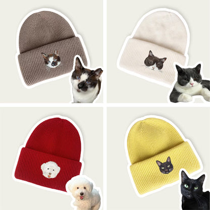 オーダーメイド·ニット帽·かわいいペットのアイコンです【刺繍】🎵秋冬必須