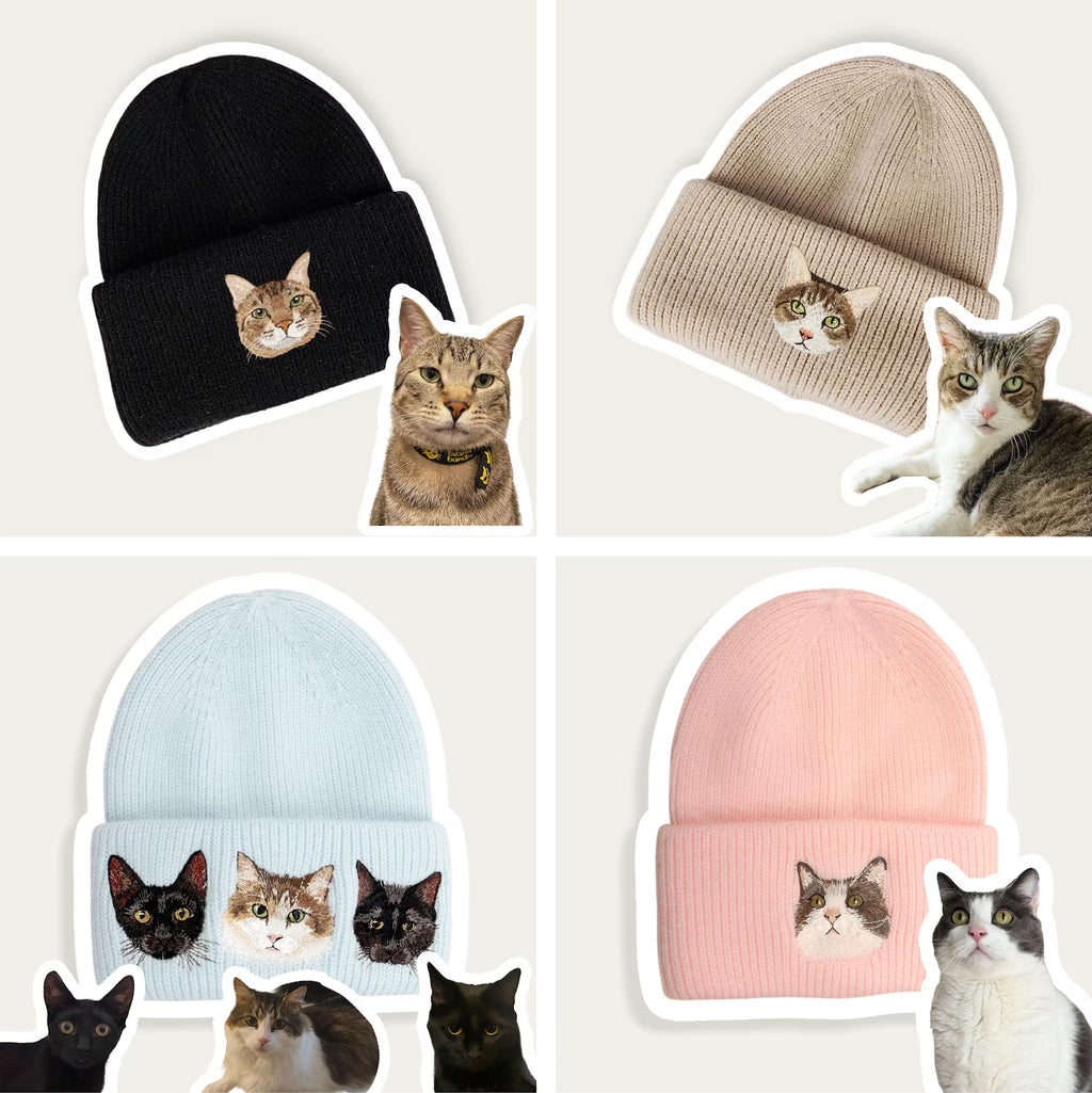 オーダーメイド·ニット帽·かわいいペットのアイコンです【刺繍】🎵秋冬必須