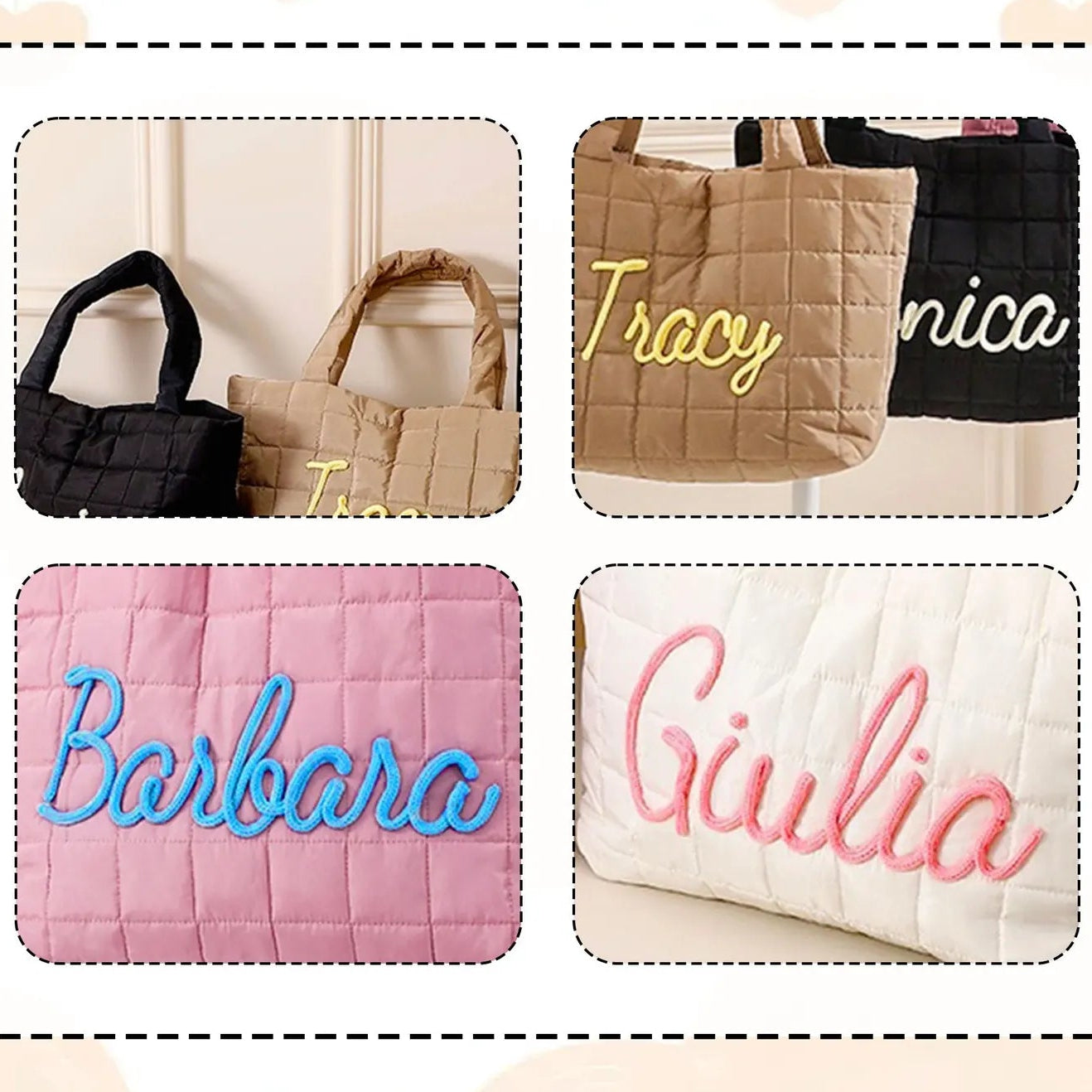 NEW ARRIVAL! 刺繍入りキルトナイロントートバッグ