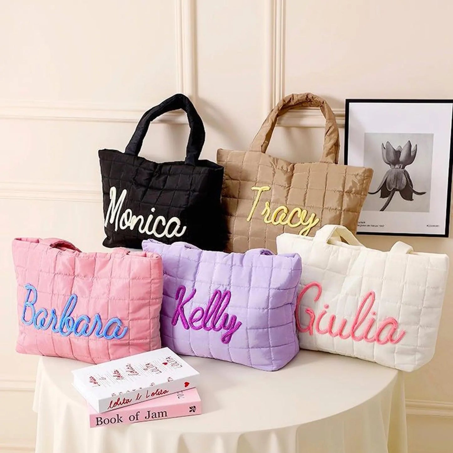 NEW ARRIVAL! 刺繍入りキルトナイロントートバッグ