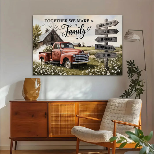 ❗️送料は無料 パーソナライズされたファミリークリスマスキャンバス Together We Make A Family