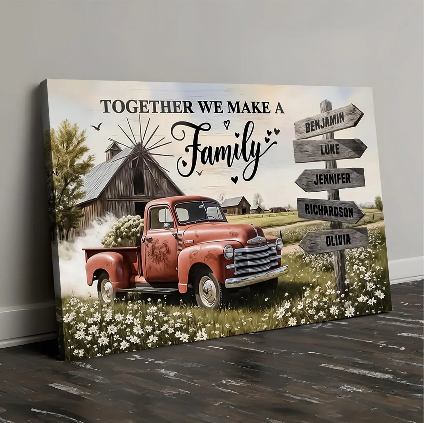 ❗️送料は無料 パーソナライズされたファミリークリスマスキャンバス Together We Make A Family