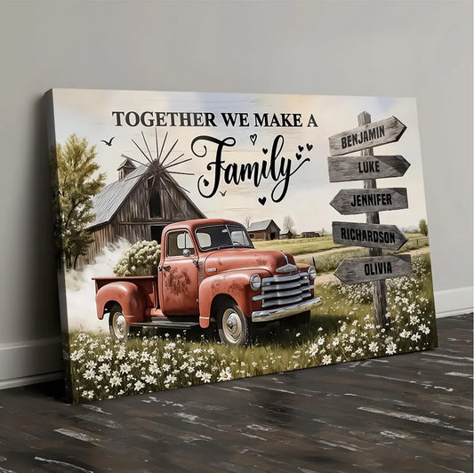 ❗️送料は無料 パーソナライズされたファミリークリスマスキャンバス Together We Make A Family