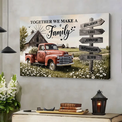 ❗️送料は無料 パーソナライズされたファミリークリスマスキャンバス Together We Make A Family