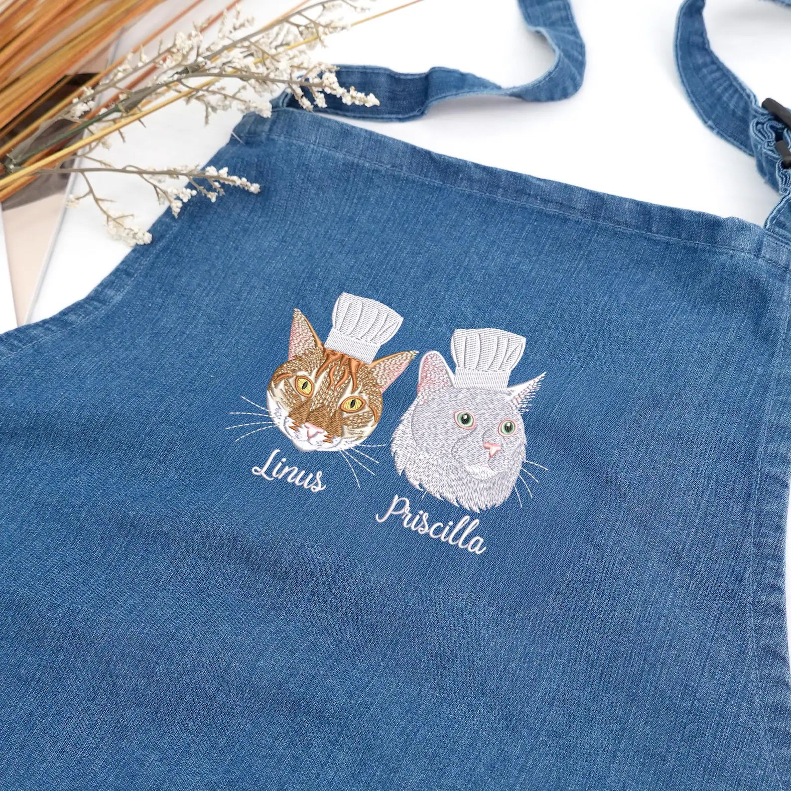 愛犬・愛猫の写真で作る 刺繍 オリジナルエプロン