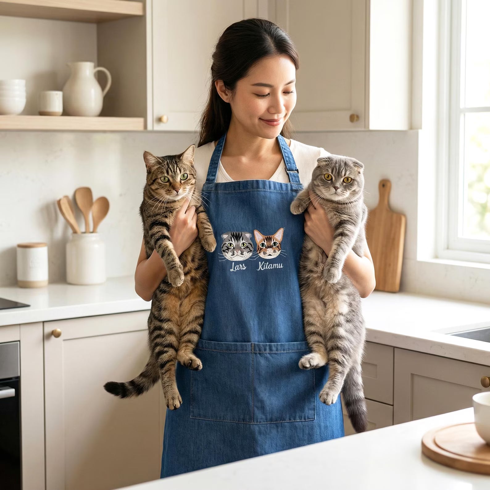 愛犬・愛猫の写真で作る 刺繍 オリジナルエプロン